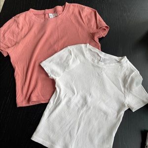 2 Ribbed Crop Tees XS & S
